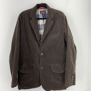 Y2K Blazer Mens Large Brown Corduroy Sports Coat Jacket Flannel Lined Preppy